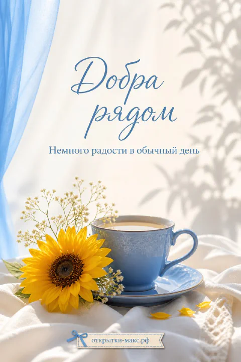 Маленький конверт, цветок и спокойный фон для теплого пожелания