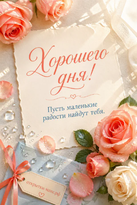 Маленький конверт, цветок и спокойный фон для теплого пожелания