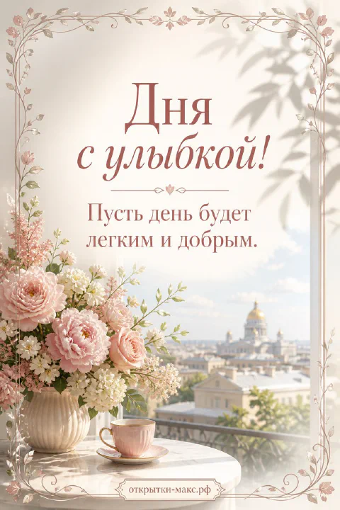 Открытая бумажная открытка с добрыми словами рядом с чашкой чая