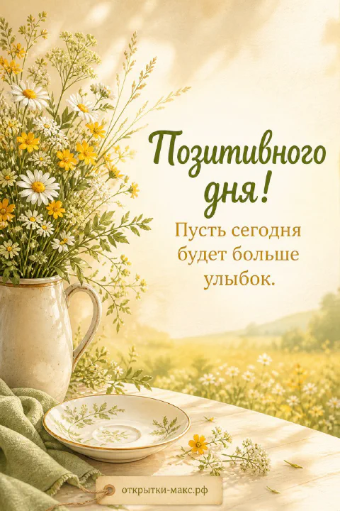 Открытая бумажная открытка с добрыми словами рядом с чашкой чая