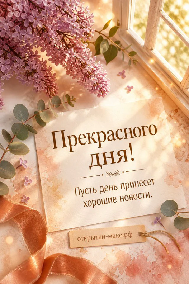 Открытка прекрасного дня с большой улыбающейся чашкой чая в горошек и маленькой голубой птичкой — вариант 3