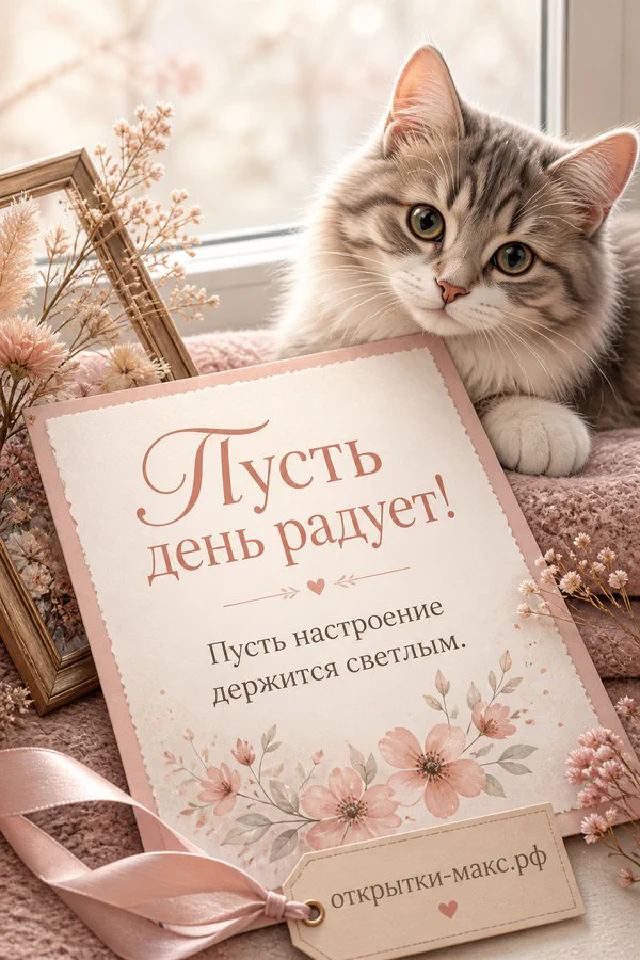 Маленькая птичка на ветке с розовыми цветами рядом с тёплым розовым пледом — вариант 2