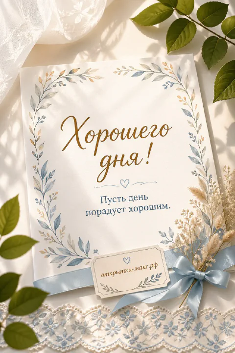 Солнечный стол у окна, чашка кофе и открытка с пожеланием