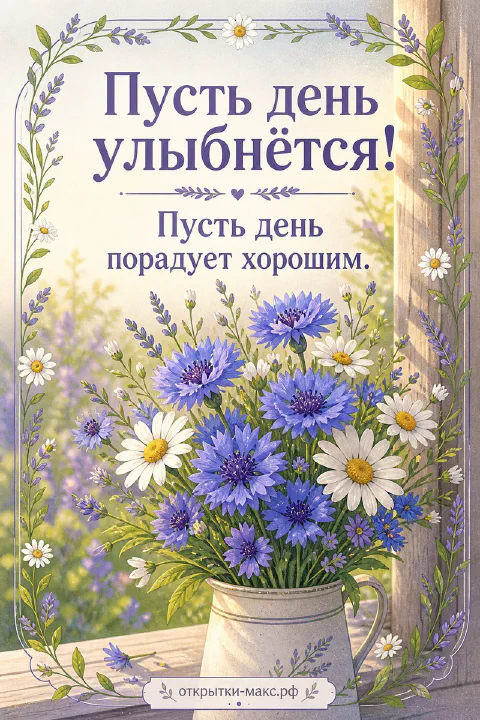 Солнечный стол у окна, чашка кофе и открытка с пожеланием