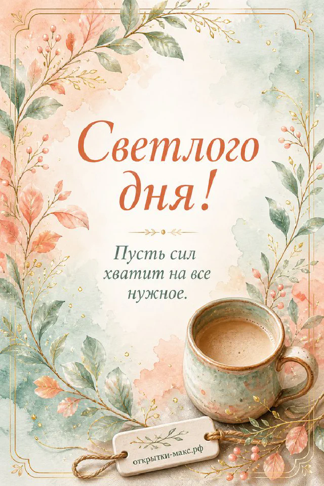 Открытка с пышными розово-белыми сухоцветами в стеклянной вазочке на розовом фоне с тканью — вариант 3