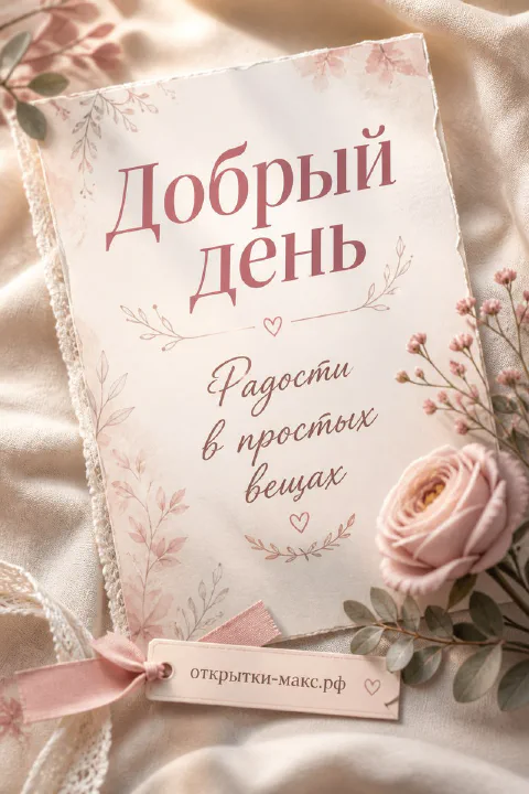 Светлый городской день, букет на столе и чистая карточка