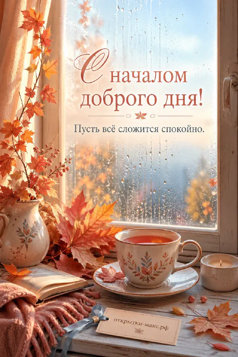 Светлый городской день, букет на столе и чистая карточка