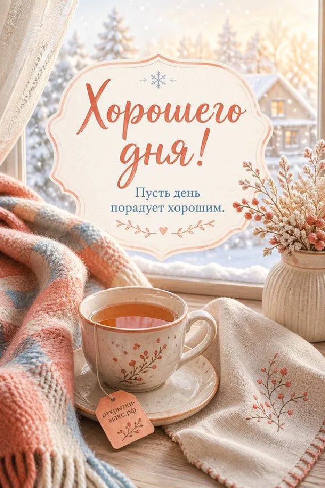 Розовые тапочки с сердечками, чашка чая с сердечком и ветка эвкалипта на пастельном фоне — вариант 3
