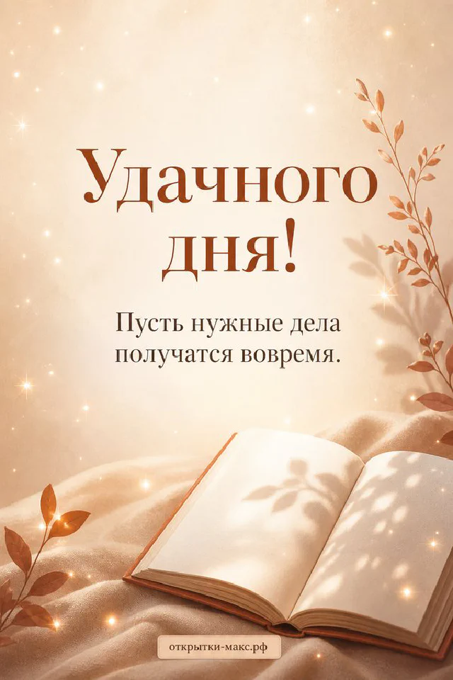 Круглый венок из сухих цветов, колосьев и хризантем на персиковом фоне с надписью Удачного дня — вариант 6