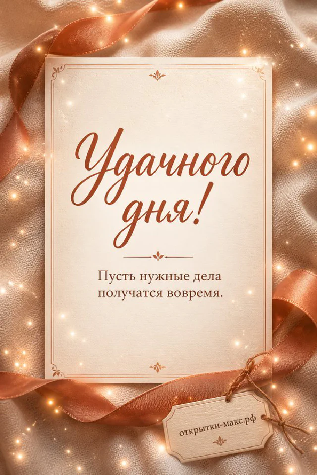 Круглый венок из сухих цветов, колосьев и хризантем на персиковом фоне с надписью Удачного дня — вариант 3