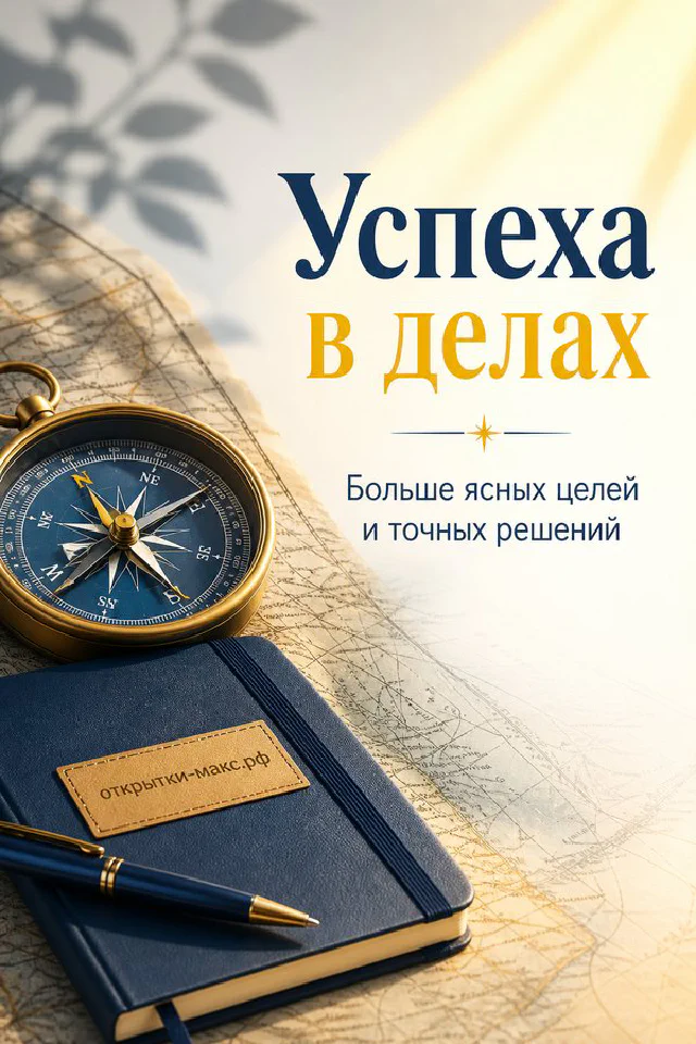 Открытка успеха в делах с чашкой кофе, фиолетовым ежедневником и вазой с лавандой на мраморном столе — вариант 3