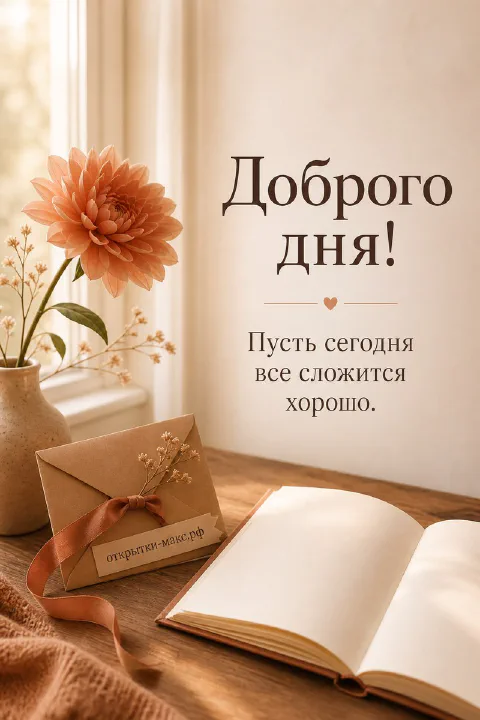 Ветка сирени у открытого окна и светлая открытка