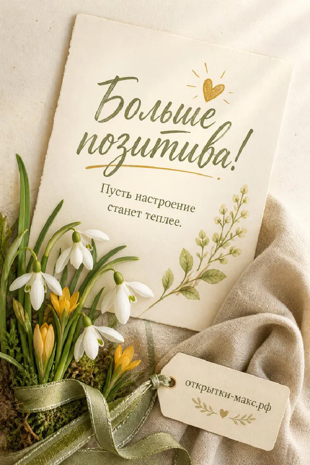 Деревянная рамка из переплетённых веток с розовыми сухоцветами и горящей свечой с надписью Больше позитива — вариант 5
