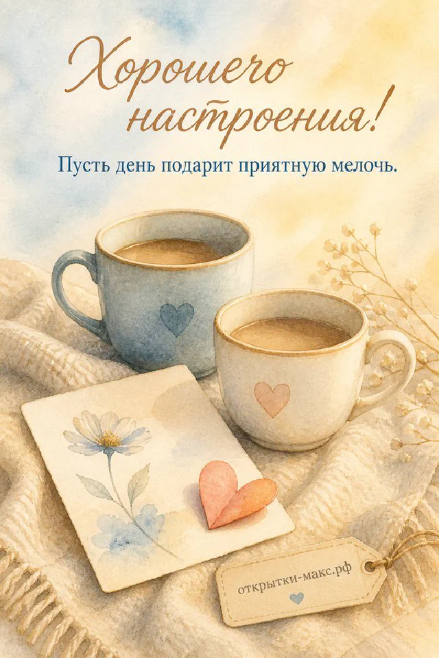 Чашка чая с лимоном и мятой, открытый блокнот с рисунком солнышка и надпись Хорошего настроения — вариант 4