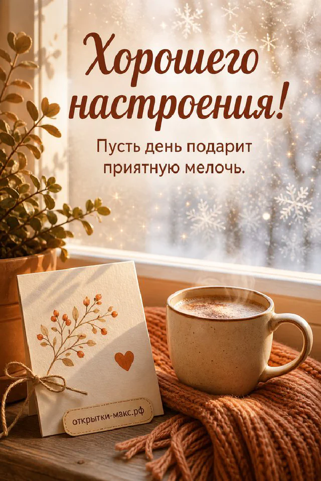 Чашка чая с лимоном и мятой, открытый блокнот с рисунком солнышка и надпись Хорошего настроения — вариант 7
