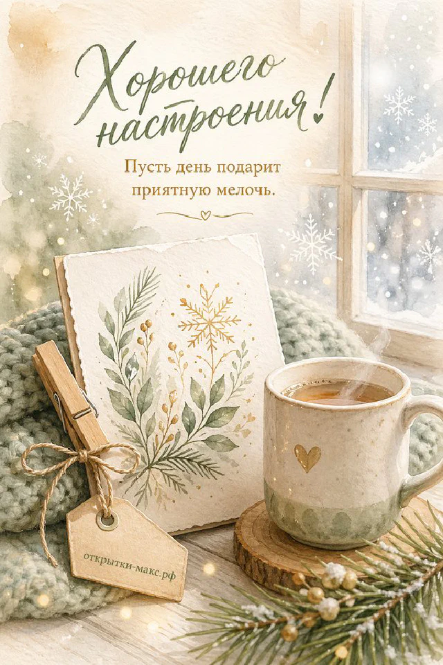 Чашка чая с лимоном и мятой, открытый блокнот с рисунком солнышка и надпись Хорошего настроения — вариант 6