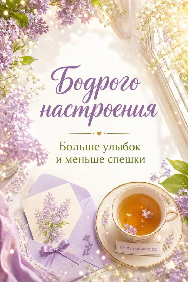 Чашка чая с росписью и красные тюльпаны у солнечного окна на кружевной скатерти — вариант 3