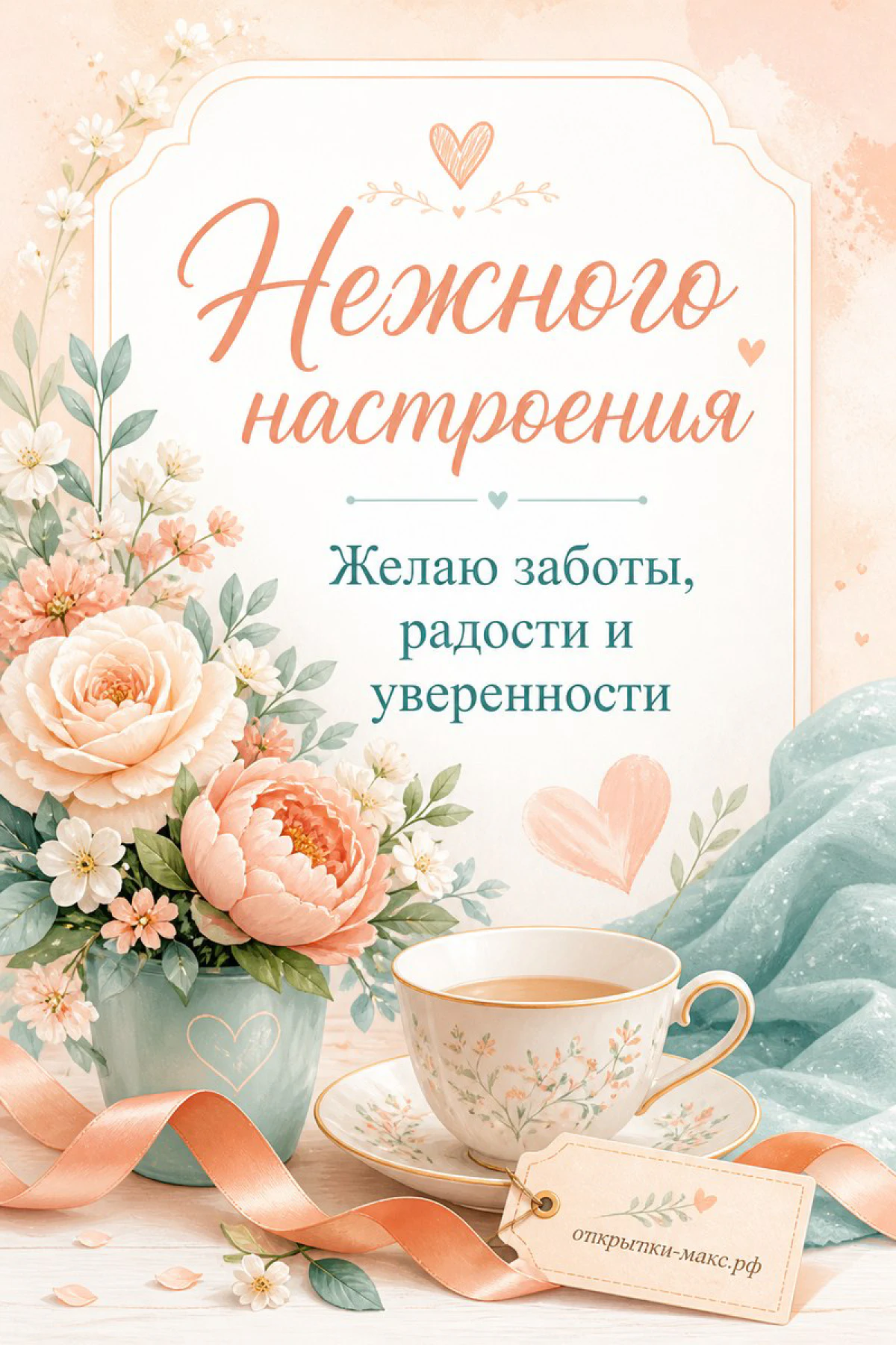 Изящная бумажная открытка на светлом столе с мягкой ботанической рамкой