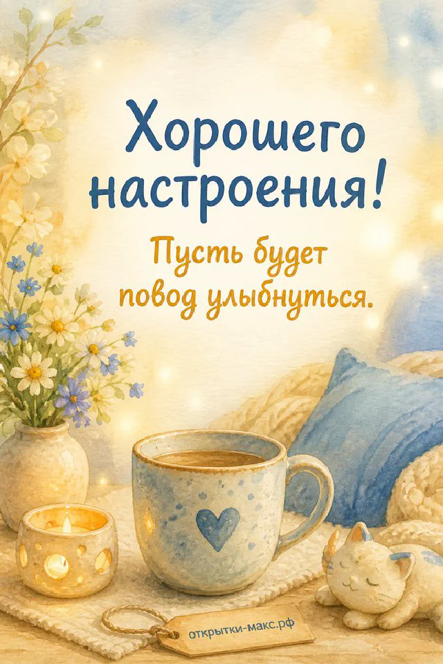 Кружка кофе с зефиром и конверт у окна с заснеженным пейзажем, ветки эвкалипта рядом — вариант 3