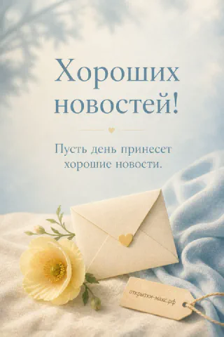 Бежевый конверт с золотым сердечком и жёлтый цветок на голубой ткани с тегом