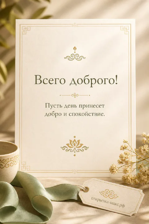 Маленький конверт, цветок и спокойный фон для теплого пожелания
