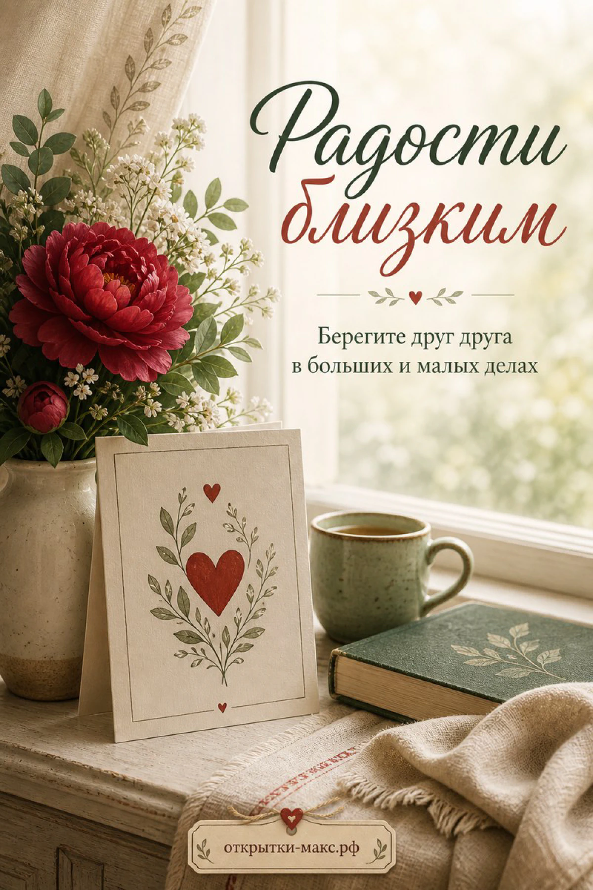 Маленький смешной рисунок на карточке и светлый фон