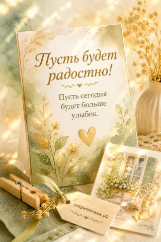 Маленький смешной рисунок на карточке и светлый фон