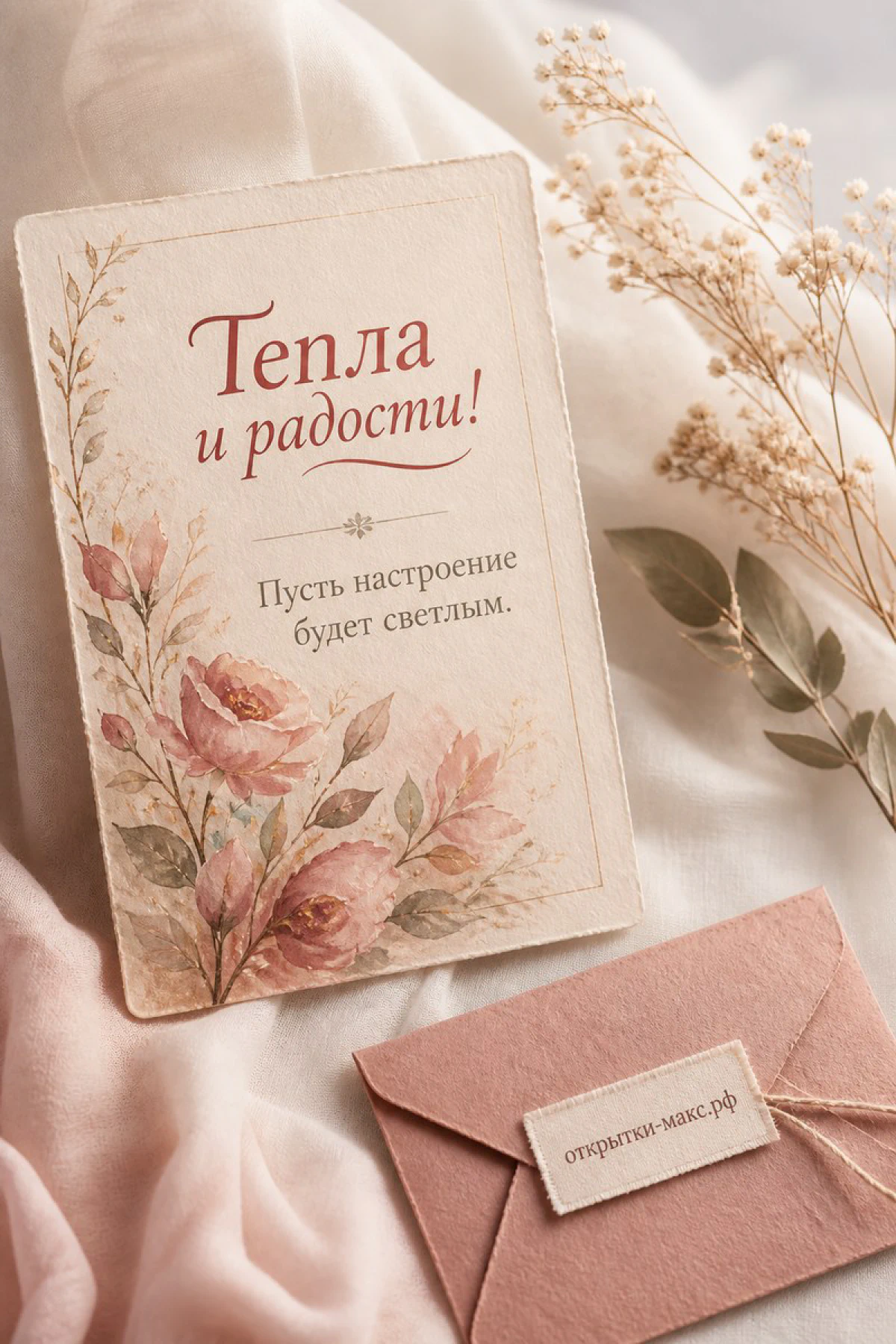 Маленький смешной рисунок на карточке и светлый фон