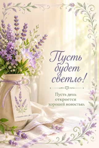 Открытая бумажная открытка с добрыми словами рядом с чашкой чая