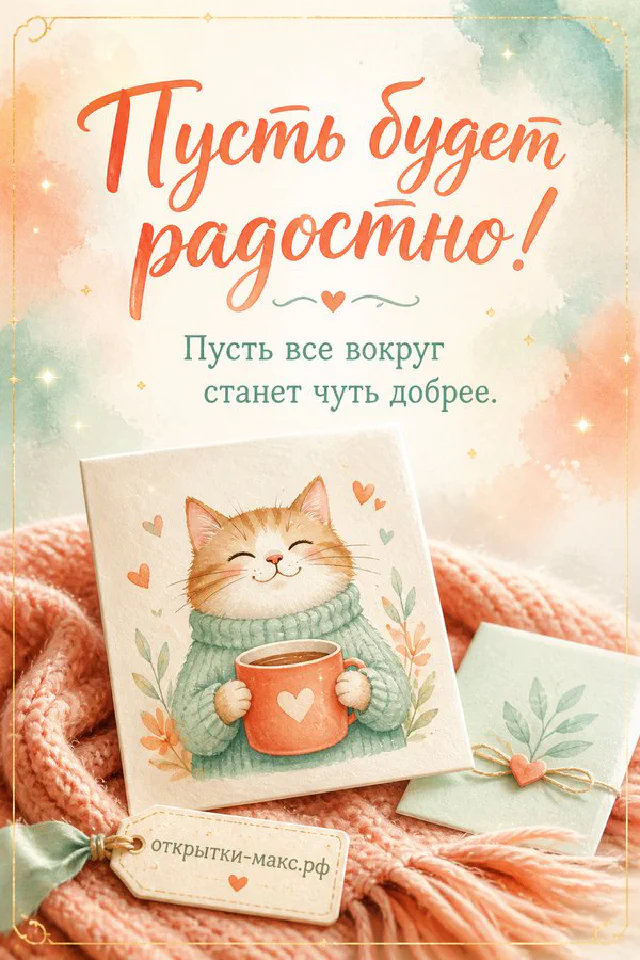 Милый ёжик в очках с кружкой кофе на открытке рядом с календарём и чашкой на подоконнике — вариант 2