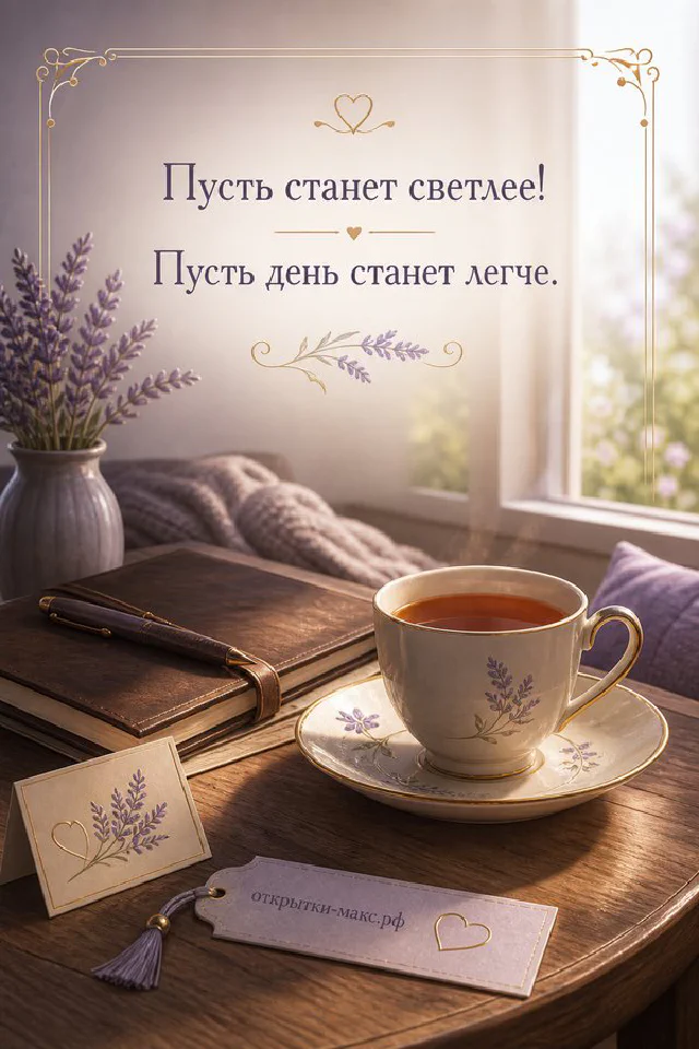 Акварельный стол на веранде: ромашки в кувшине, стакан с лимоном, конверт с картиной солнца — вариант 3