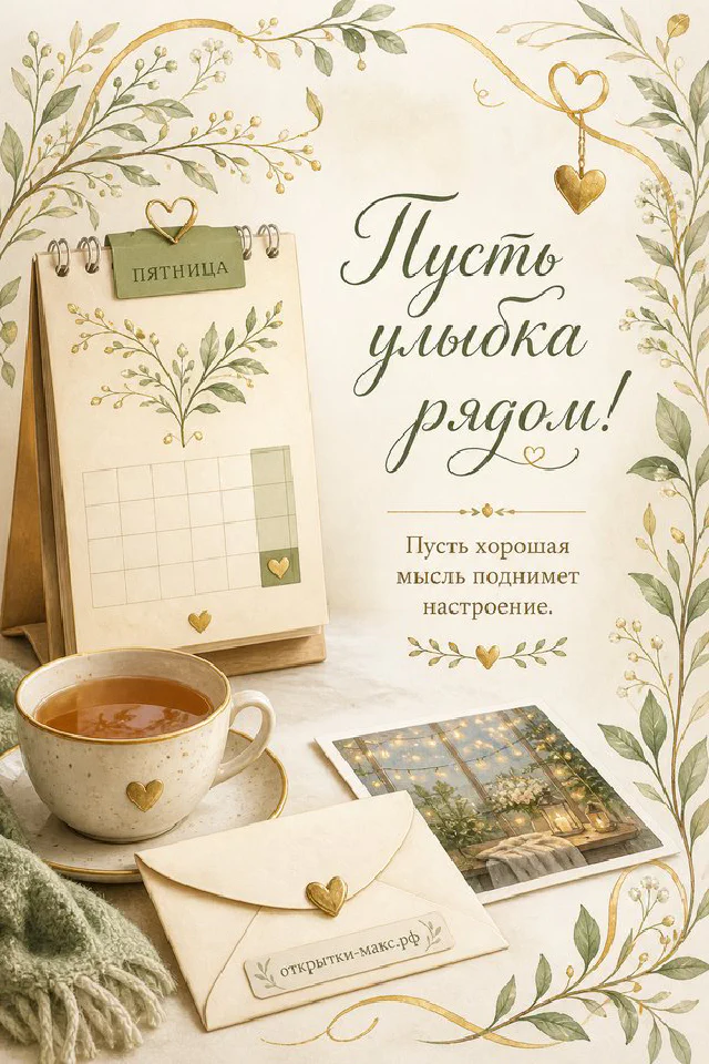 Мультяшный ёжик с букетиком лаванды на открытке рядом с конвертом и лавандовыми ветками — вариант 2