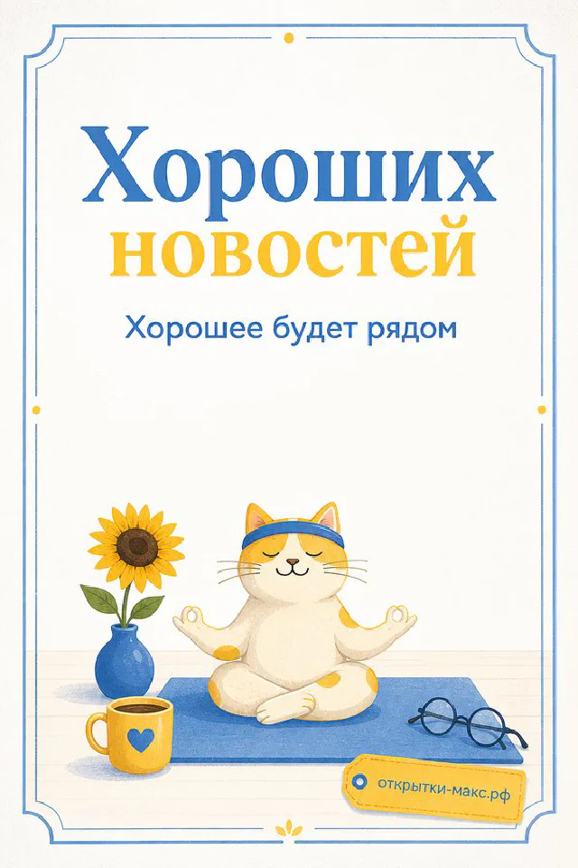 Мультяшное улыбающееся солнышко медитирует на синем коврике рядом с горшком подсолнуха и бутылкой воды — вариант 5