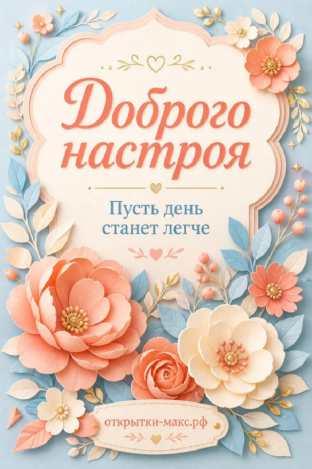 Горящая свеча и ветки лаванды с открыткой-карточкой на лиловой ткани с надписью Доброго настроя — вариант 7