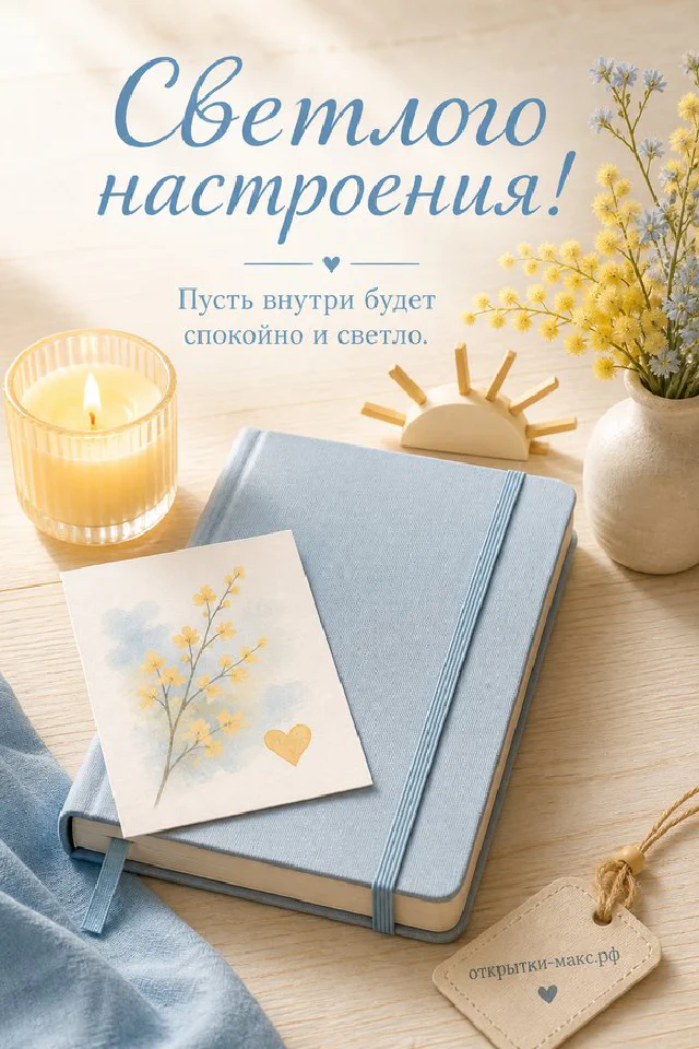 Лиловая мраморная чашка кофе с золотой ручкой рядом с лавандой и макаруном с надписью Светлого настроения — вариант 4