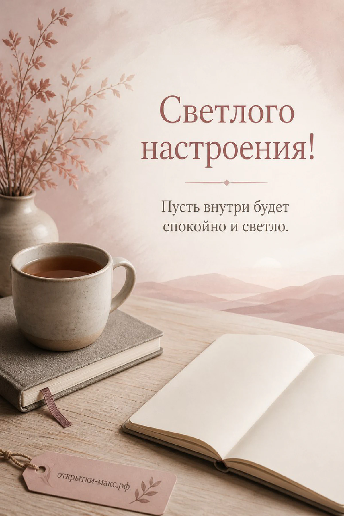 Теплый столик, ягоды, цветок и открытка для настроения
