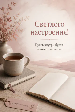 Теплый столик, ягоды, цветок и открытка для настроения