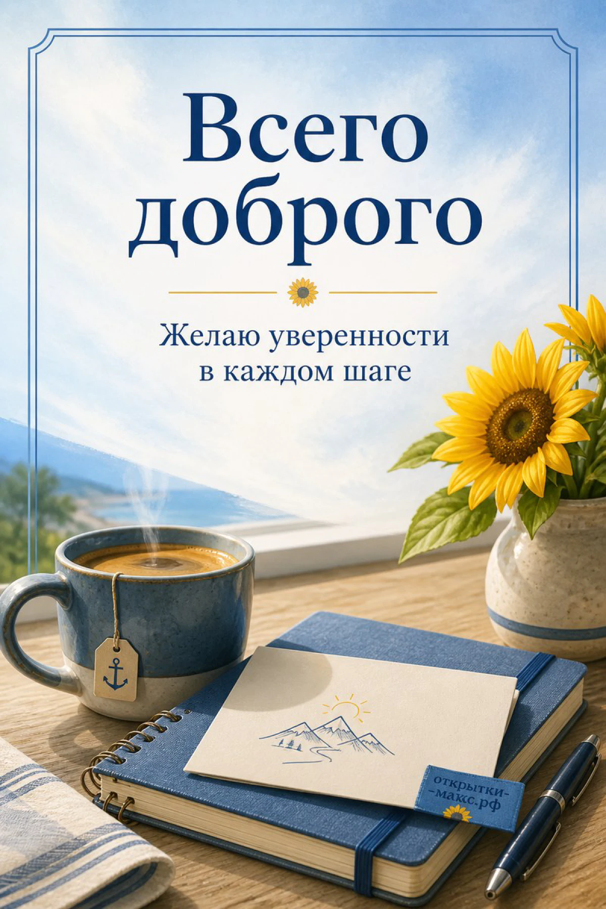 Теплый столик, ягоды, цветок и открытка для настроения