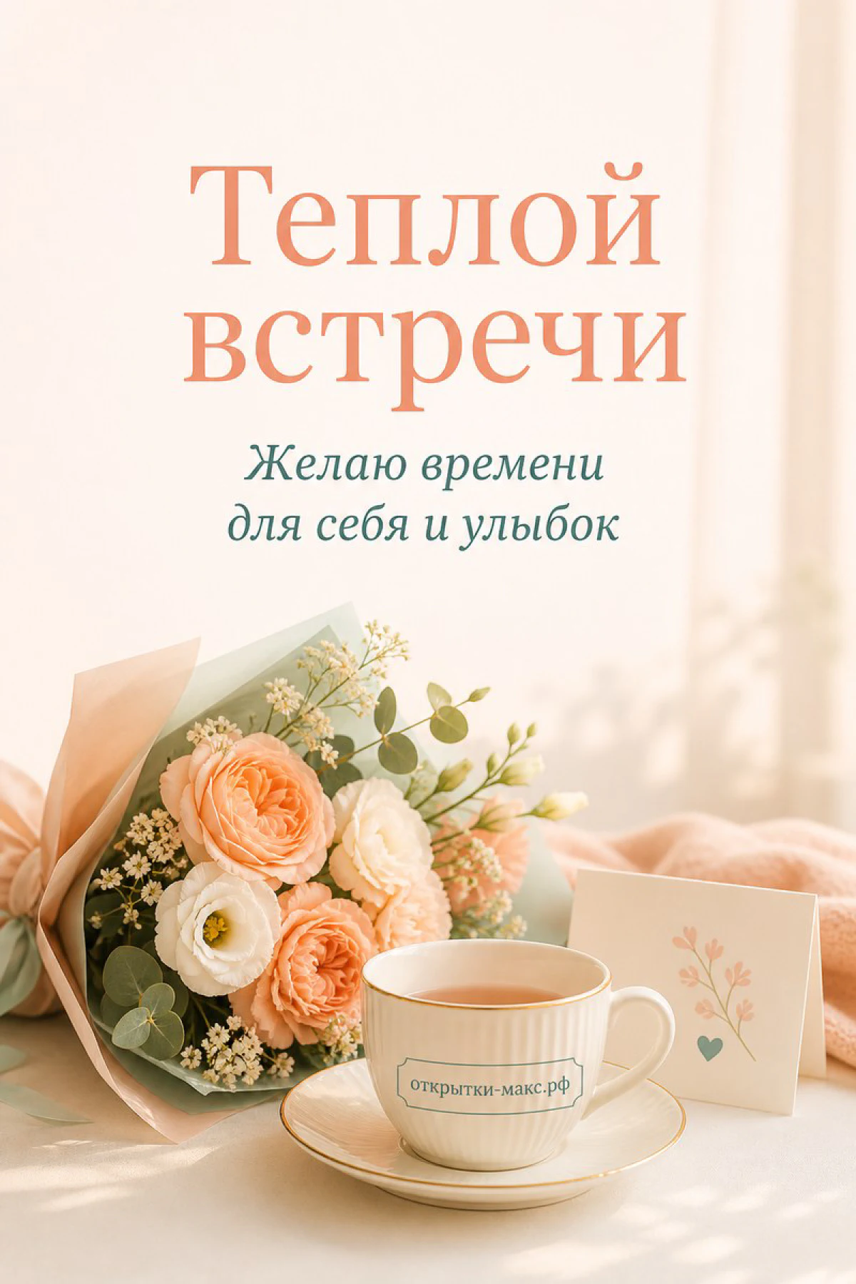Воздушная композиция с доброй улыбкой на бумажной карточке