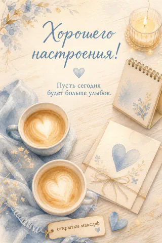 Воздушная композиция с доброй улыбкой на бумажной карточке