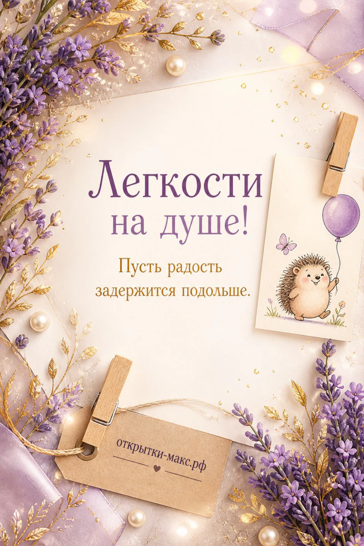 Воздушная композиция с доброй улыбкой на бумажной карточке