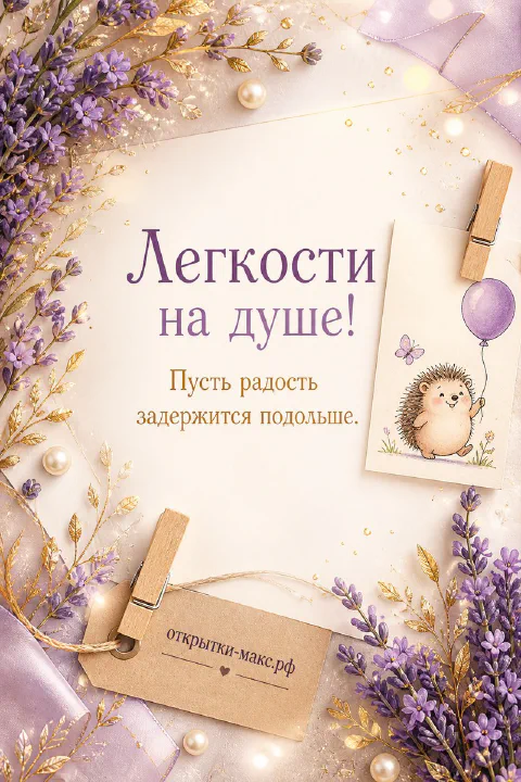 Воздушная композиция с доброй улыбкой на бумажной карточке