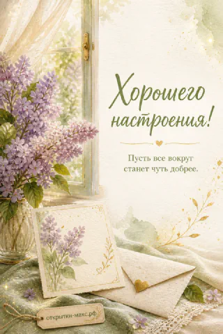 Воздушная композиция с доброй улыбкой на бумажной карточке