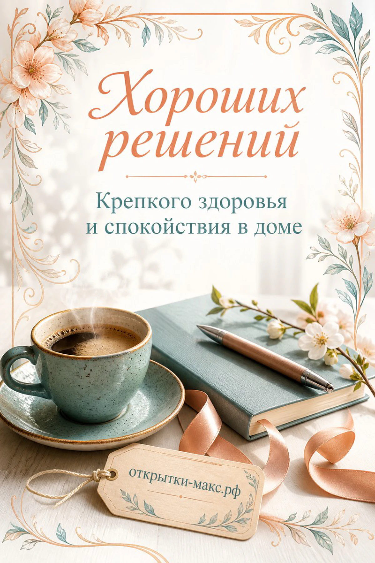 Воздушная композиция с доброй улыбкой на бумажной карточке