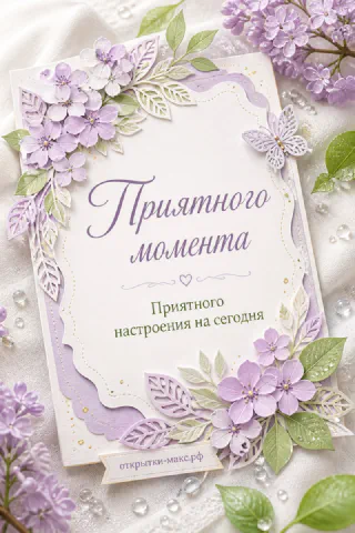 Воздушная композиция с доброй улыбкой на бумажной карточке