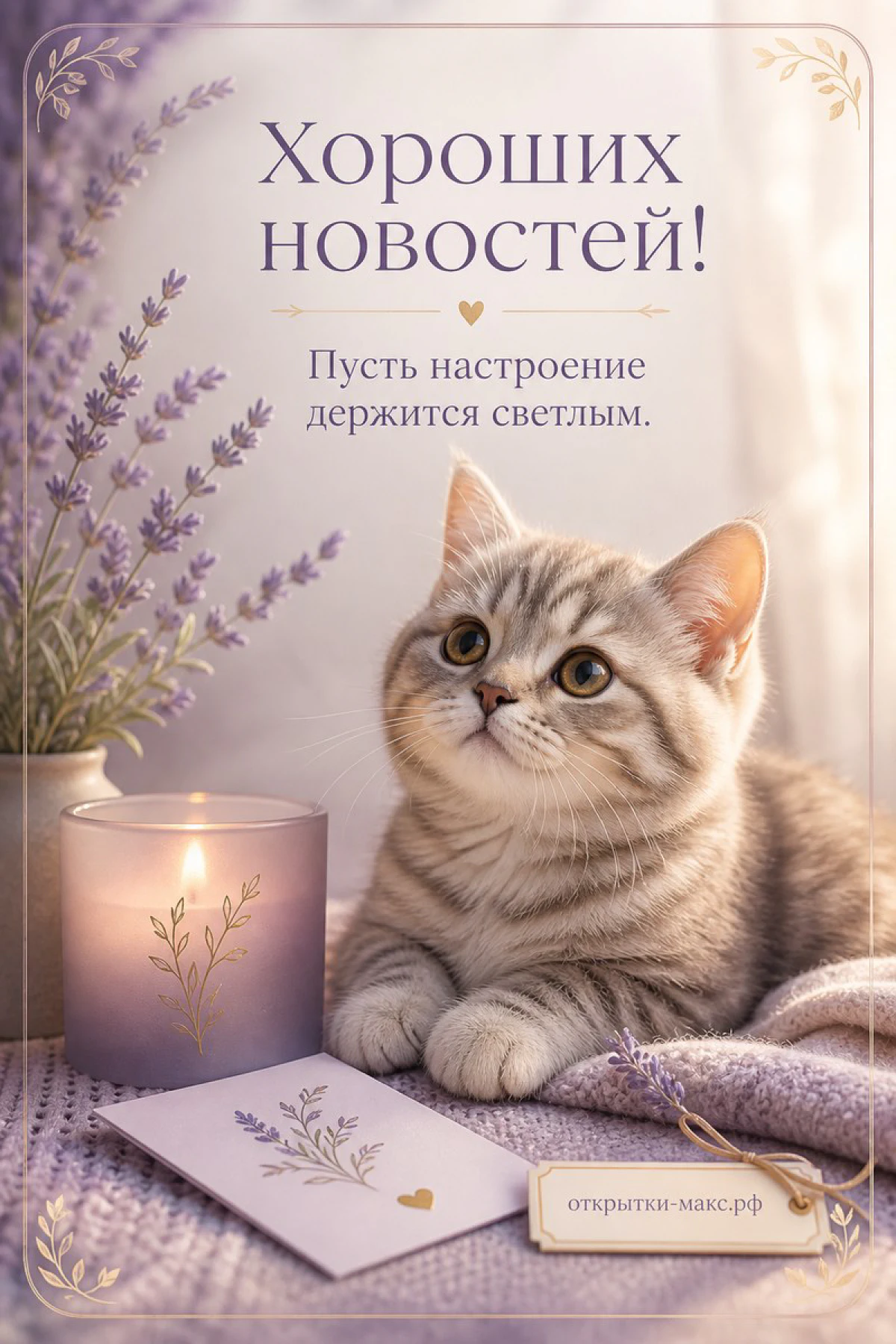 Воздушная композиция с доброй улыбкой на бумажной карточке