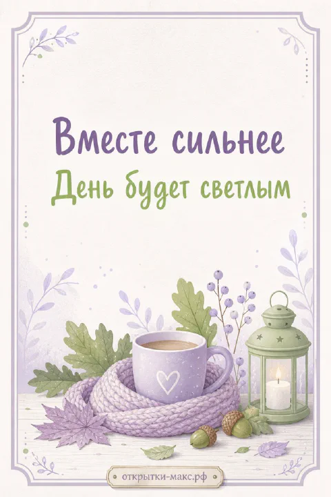 Яркая чашка, маленький букет и открытка на светлом фоне