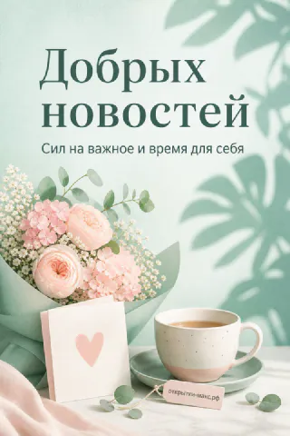 Яркая чашка, маленький букет и открытка на светлом фоне