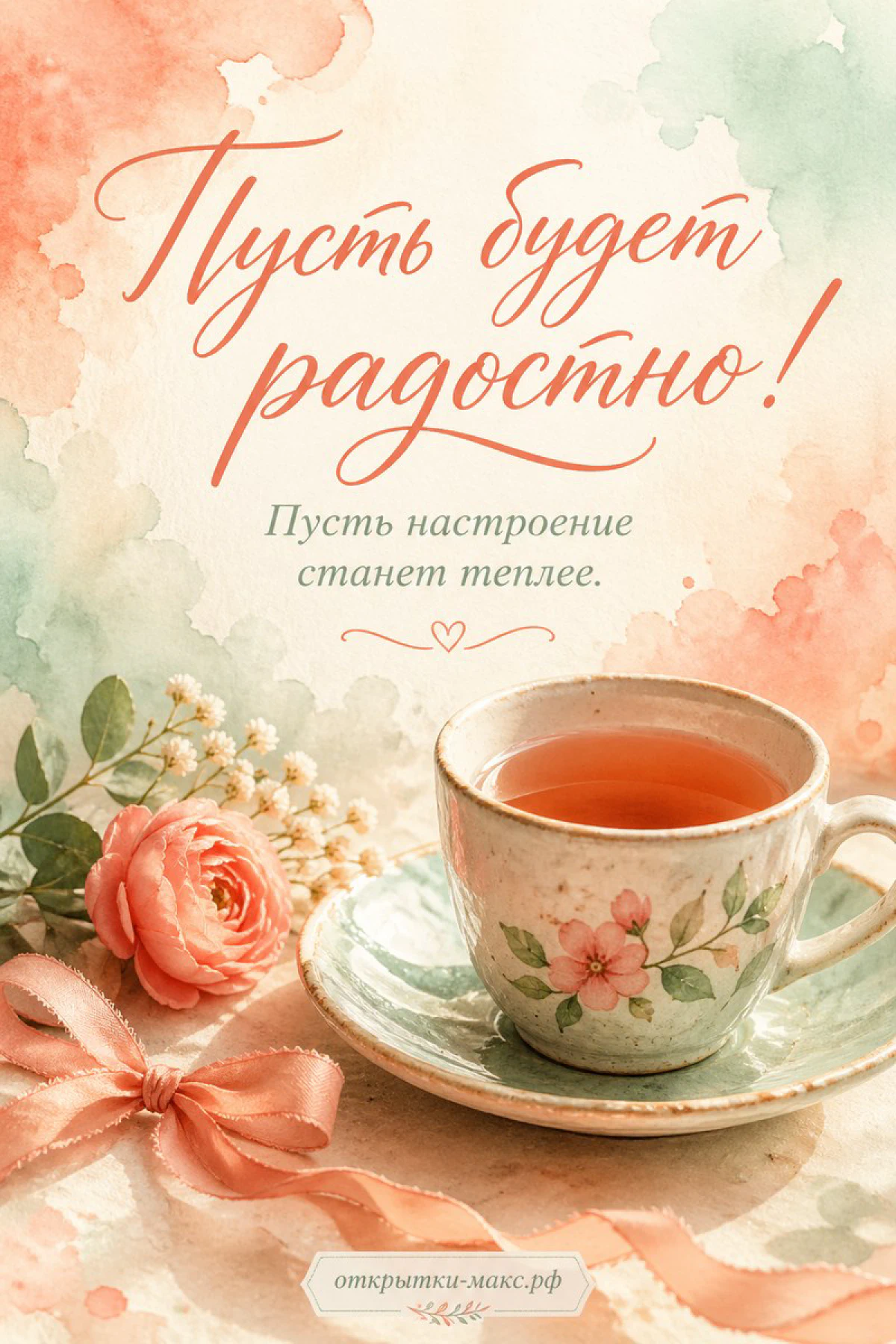 Забавная чашка с улыбкой, печенье и аккуратная открытка