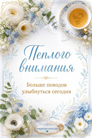 Забавная чашка с улыбкой, печенье и аккуратная открытка